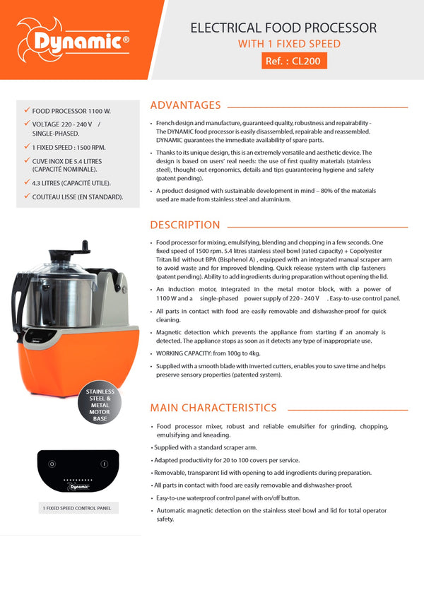 Dynamic CL200 - Table Top Food Processor