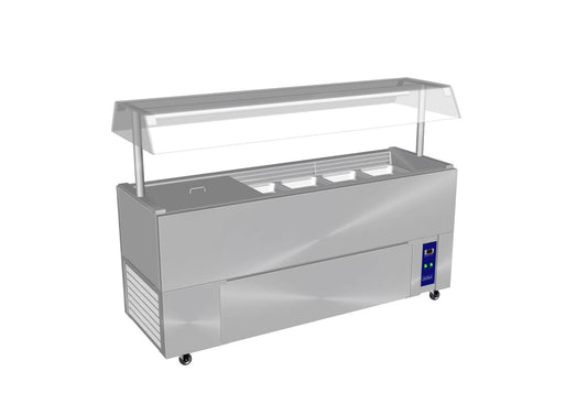 Culinaire CR.IB.CLCBF.GCP.6 - Mobile Refrigerated Island Buffet With Perspex Gantry