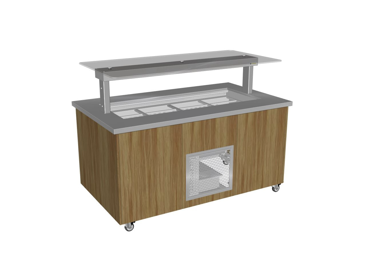 Thumbnail - Culinaire CR.IBSJ.CWCF.U.GSF.8 - Mobile Refrigerated Island Buffet With Flat Glass Gantry