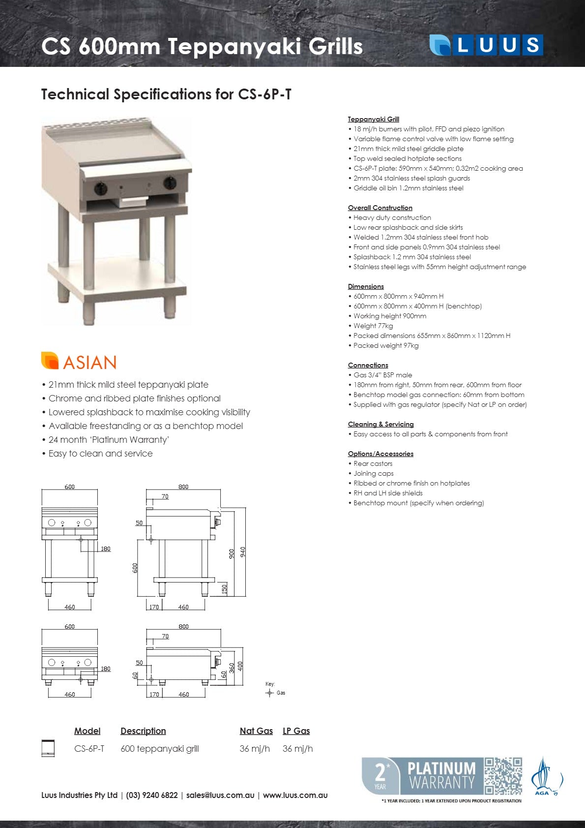 Luus CS-6P-T - Teppanyaki Grill