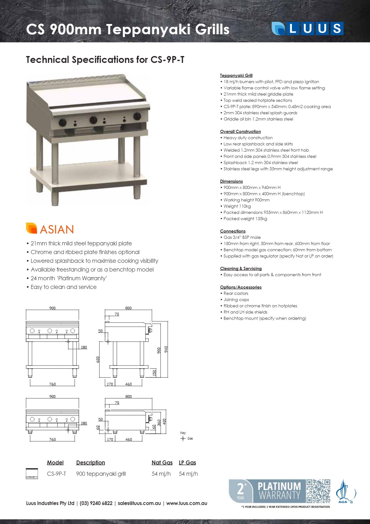 Luus CS-9P-T - Teppanyaki Grill