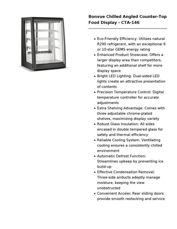 Bonvue CTA-146 - Countertop Cold Food Display