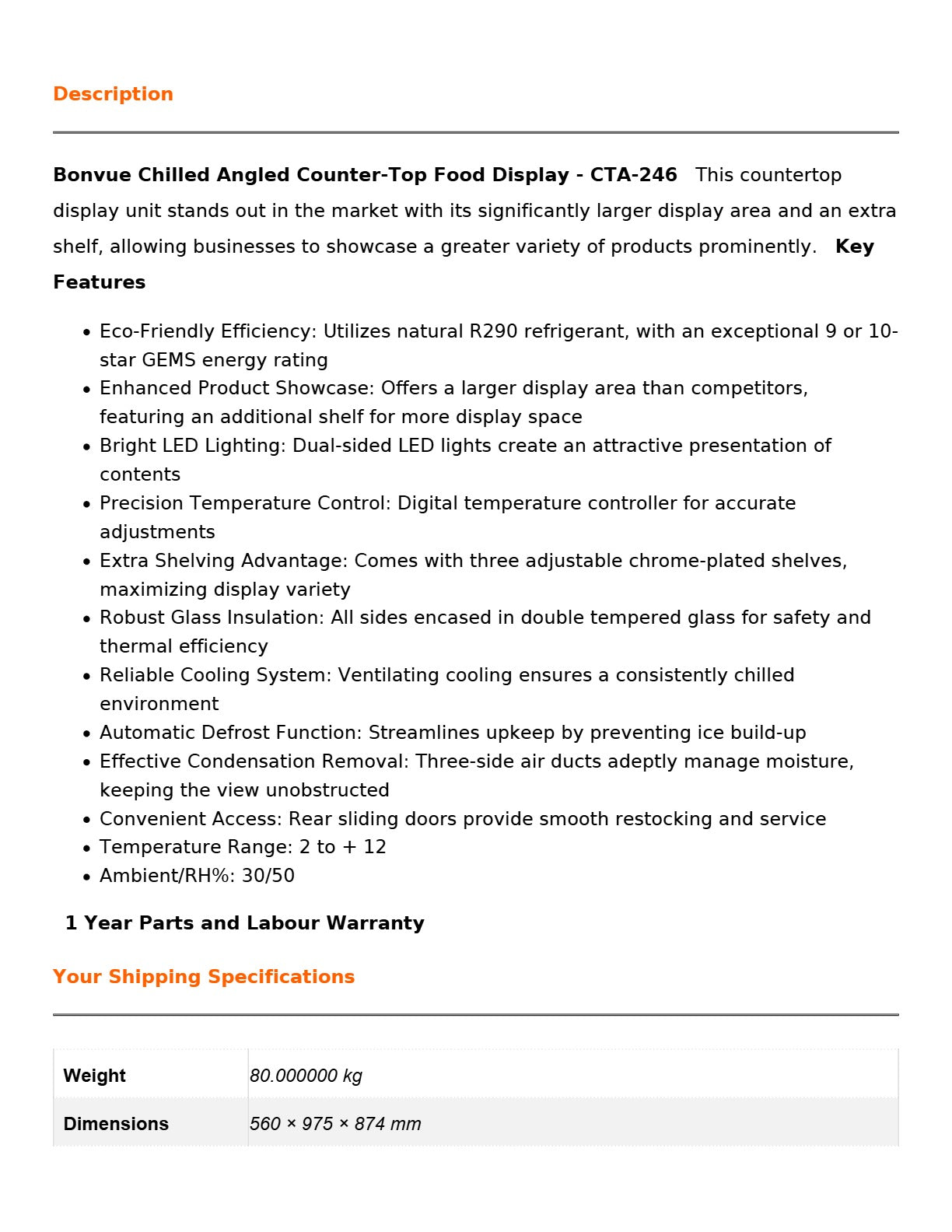 Bonvue CTA-246 - Countertop Cold Food Display