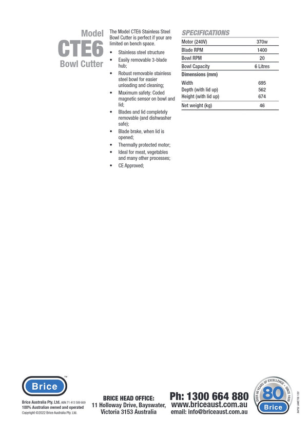 Brice CTE6 - Bowl Cutter