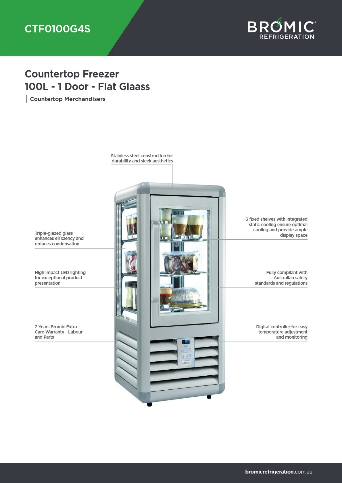 Bromic CTF0100G4S - Countertop Display Freezer