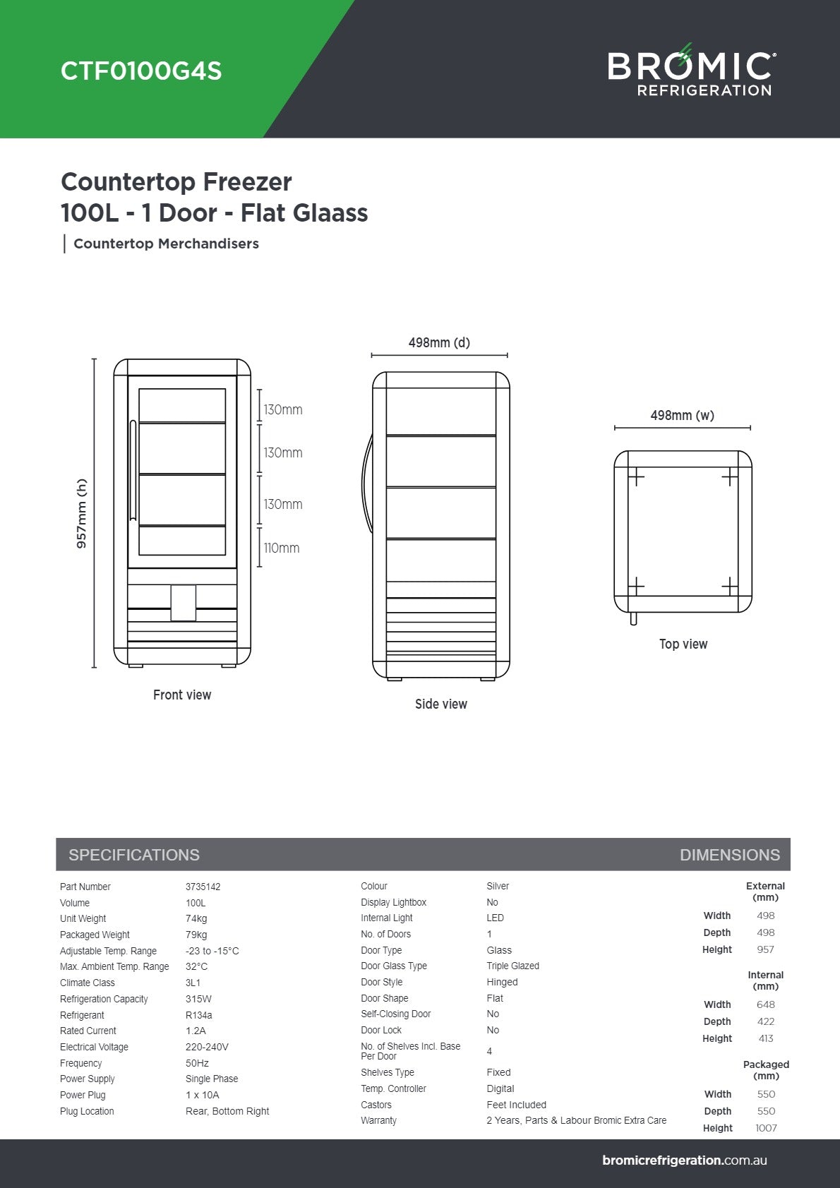 Bromic CTF0100G4S - Countertop Display Freezer