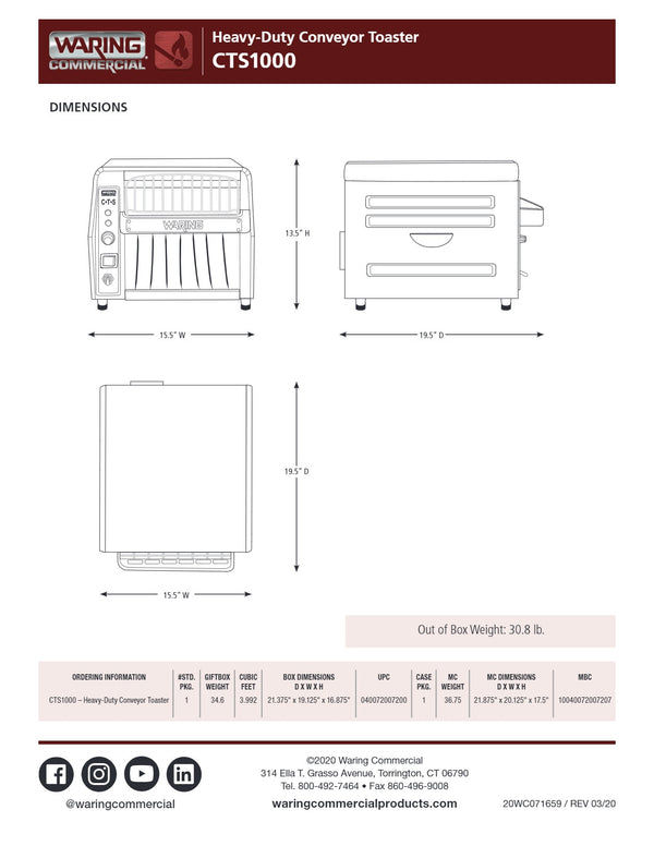 Waring CTS1000E - Conveyor Toaster