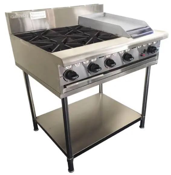 Caterware CW-GB4-30HP-LPG 4 Burner Cooktop + 300mm Hotplate