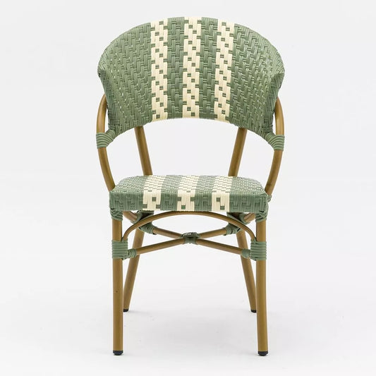 Camille Bistrot Chair - Cream & Green Weave