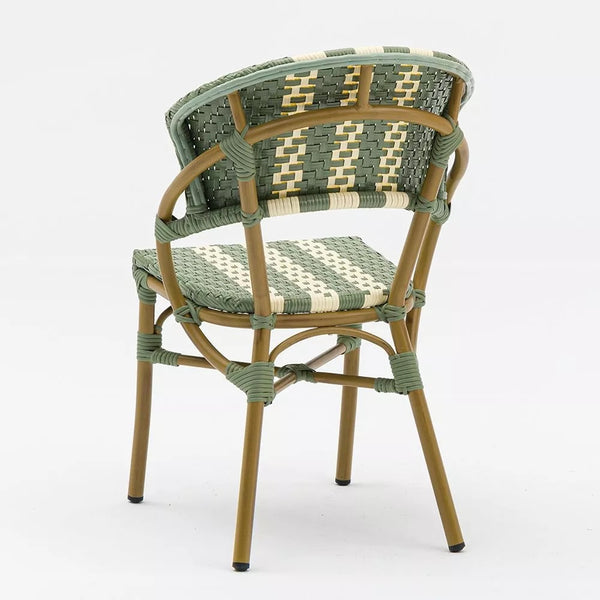 Camille Bistrot Chair - Cream & Green Weave