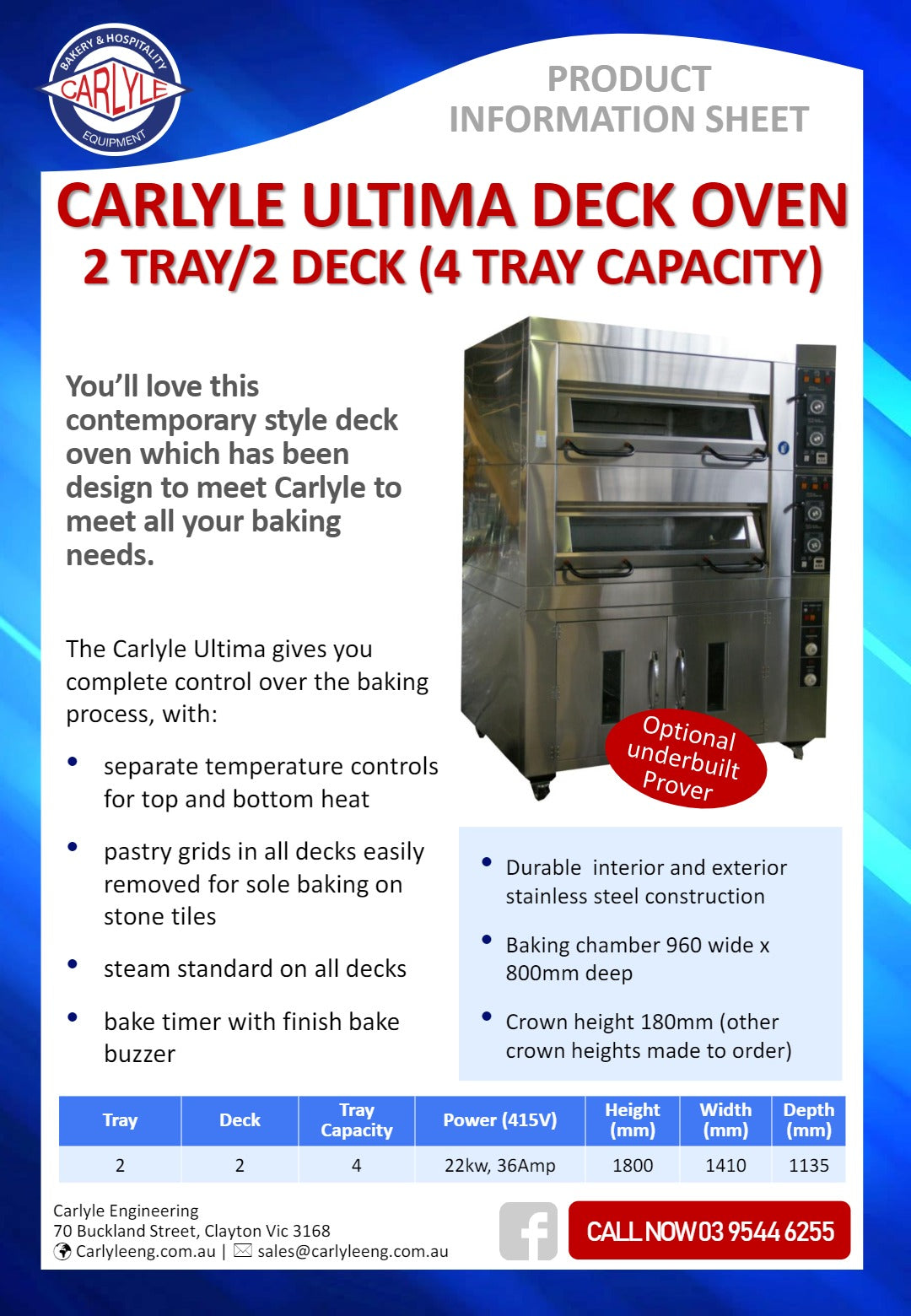 Carlyle Ultima 2-2 A - Electric Deck Oven