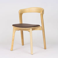 Clare Elmwood Dining Chair with Curved Backrest and PU Upholstered Seat