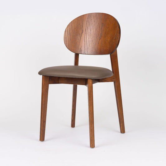 Clement Timber Dining Chair - Dark Brown Ashwood Frame with Espresso PU Upholstered Seat