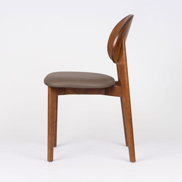 Clement Timber Dining Chair - Dark Brown Ashwood Frame with Espresso PU Upholstered Seat