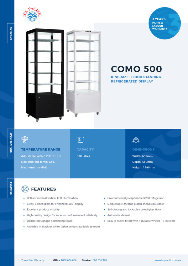 ICS PACIFIC Como 500 Black - Floor Standing Refrigerated Display