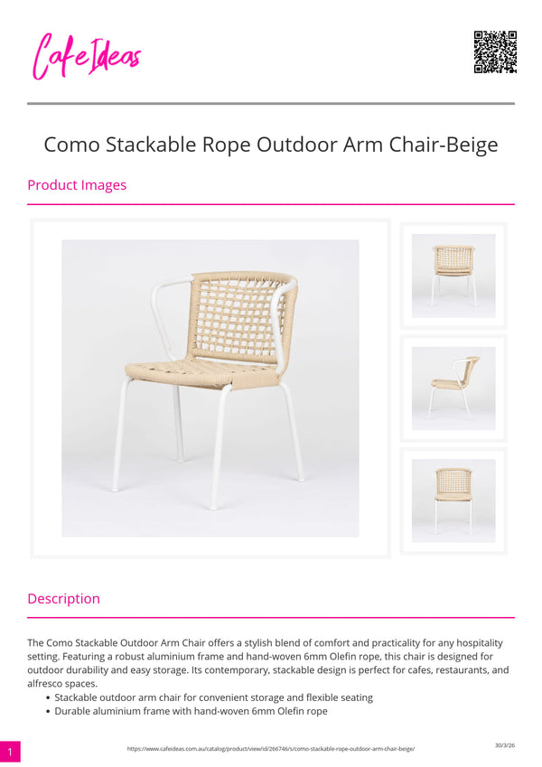 Como Stackable Rope Outdoor Arm Chair