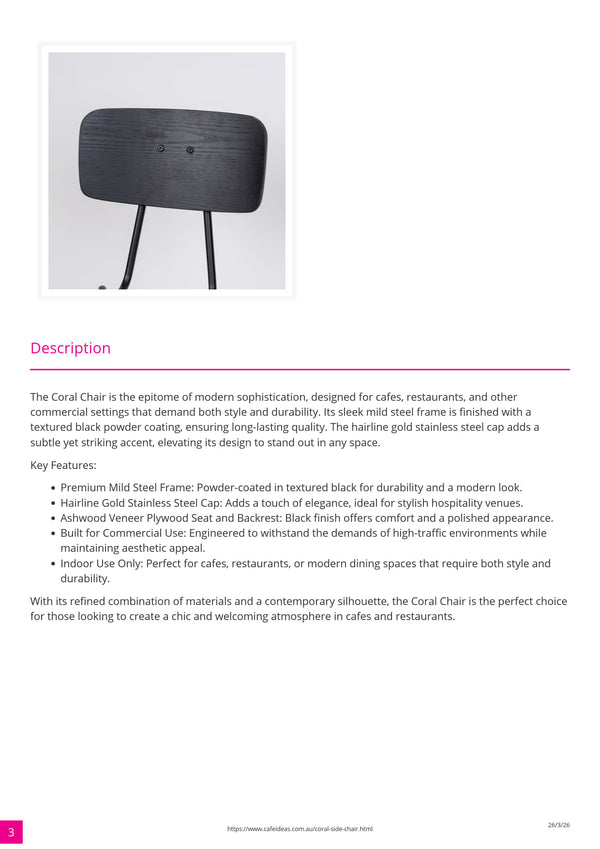 Coral Steel Side Chair with Plywood Seat