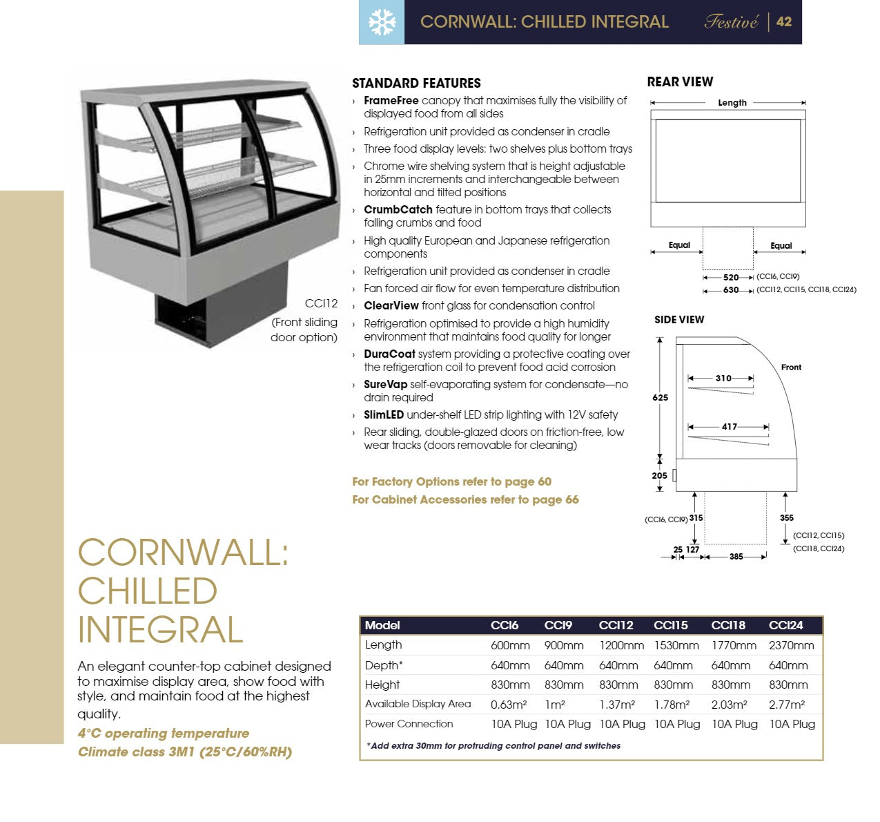 Festive Cornwall Chilled Integral 1200 2 Shelves + Base - Cold Food Display