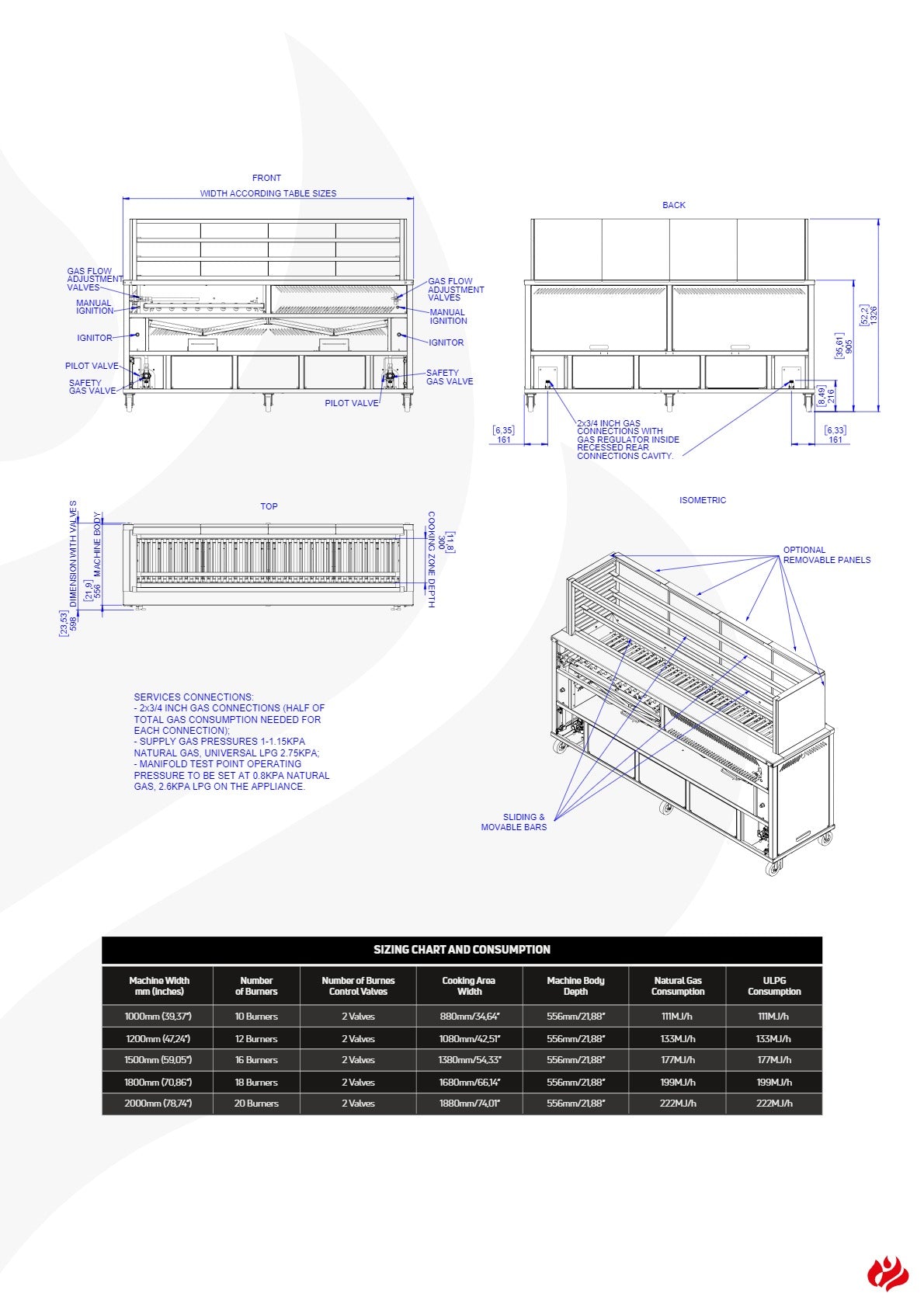 Scheer Proline LV610AC - 1500mm Gas Lava Rock Robata Grill