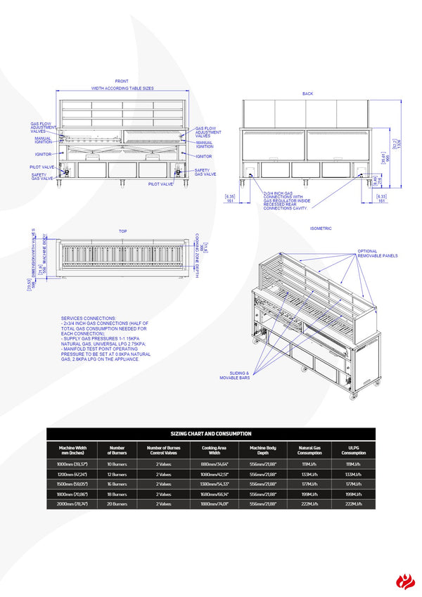 Scheer Proline LV610AC - 1500mm Gas Lava Rock Robata Grill
