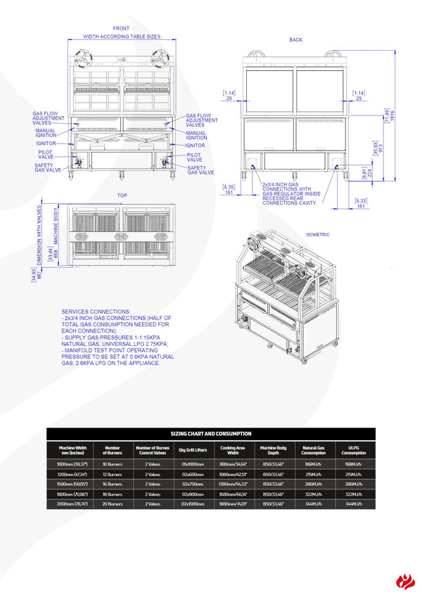 Scheer Proline LV675A - 1200mm Gas Lava Rock Twin Wheel Lift Grill