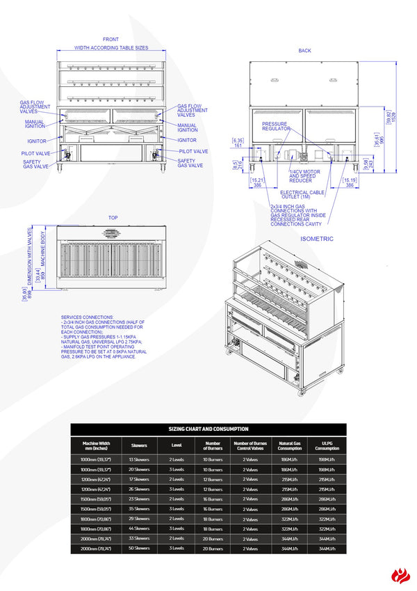 Scheer Proline LVR500A - 1500mm Gas Lava Rock Rotisserie