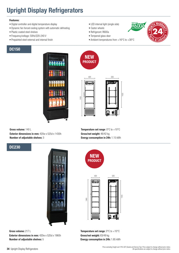 Exquisite DC150 - Upright Display Fridge