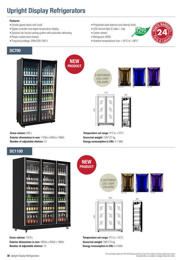 Exquisite DC700 - Two Door Upright Display Fridge