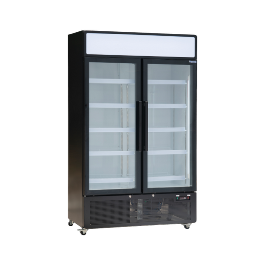 Exquisite DC880PB Black Two Door Upright Fridge