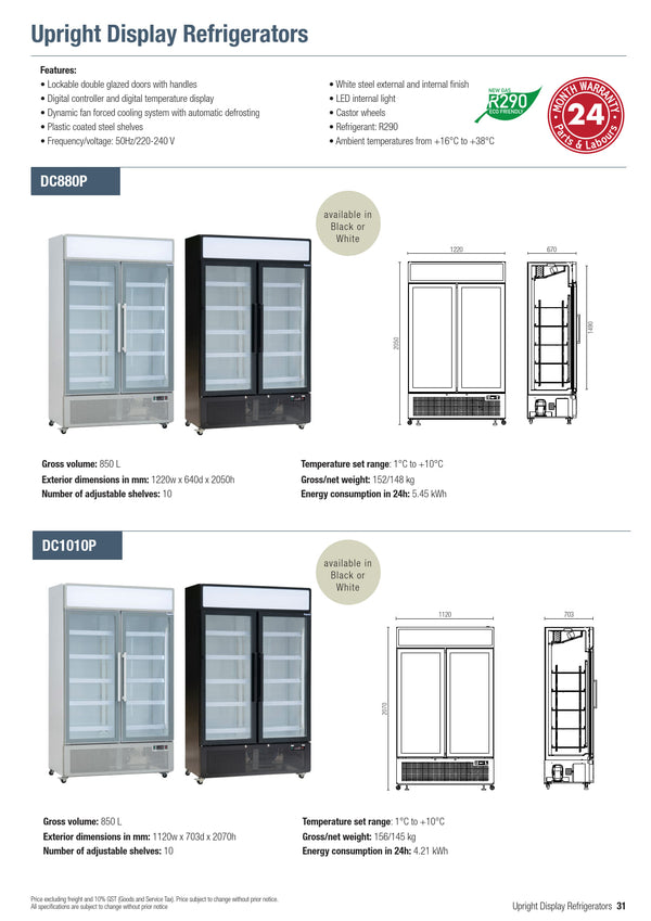 Exquisite DC1010P - Two Door Upright Display Fridge