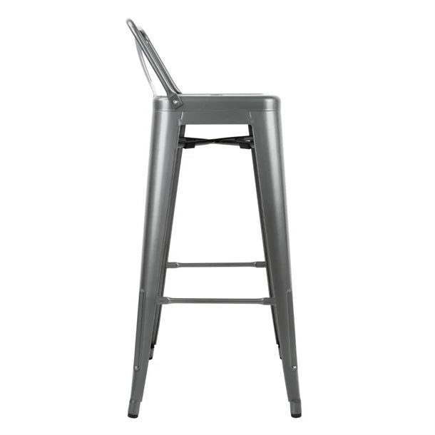 Bolero DM935 - Four Steel Bistro High Stools With Backrest