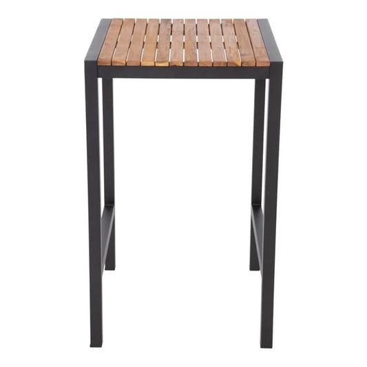 Bolero DS155 - Steel & Acacia Square Bar Table 600mm