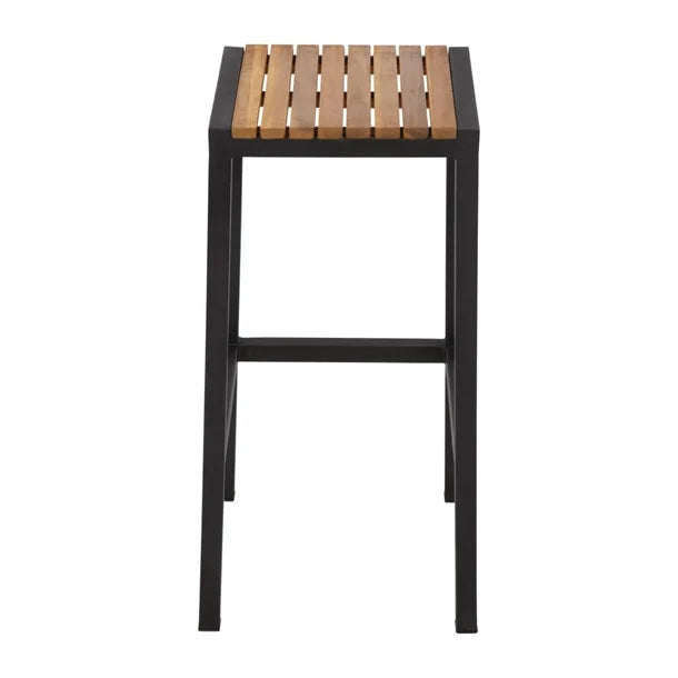 Bolero DS156 - Two Steel & Acacia Bar Stools