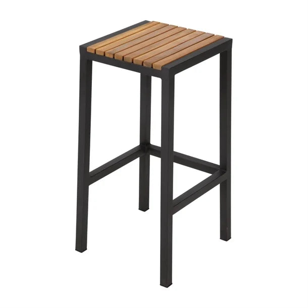 Bolero DS156 - Two Steel & Acacia Bar Stools