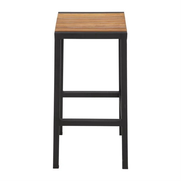 Bolero DS156 - Two Steel & Acacia Bar Stools