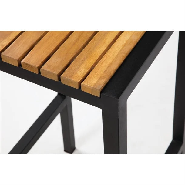 Bolero DS156 - Two Steel & Acacia Bar Stools