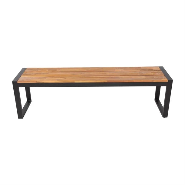 Bolero DS158 - Two Industrial Steel & Acacia Benches 1600x380mm