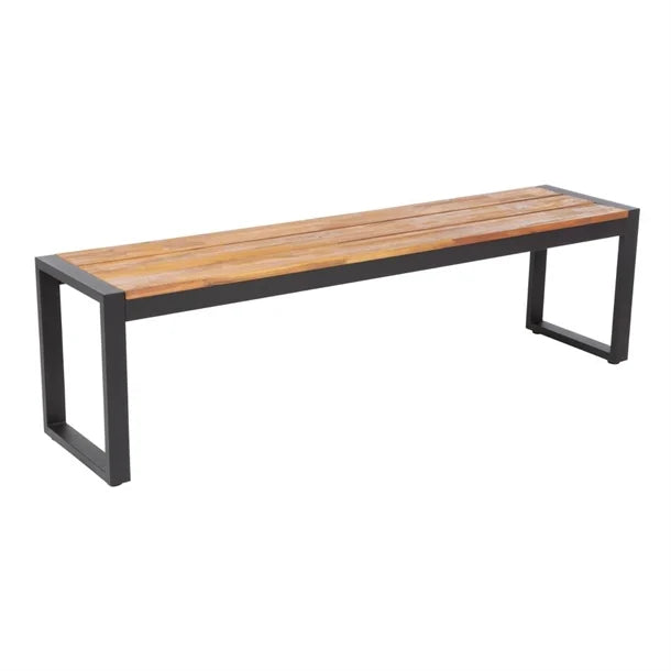 Bolero DS158 - Two Industrial Steel & Acacia Benches 1600x380mm