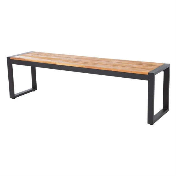 Bolero DS158 - Two Industrial Steel & Acacia Benches 1600x380mm