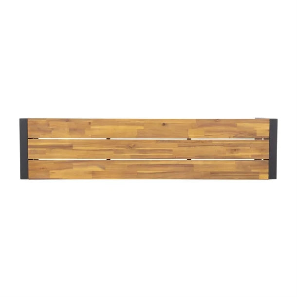 Bolero DS158 - Two Industrial Steel & Acacia Benches 1600x380mm