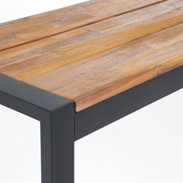 Bolero DS158 - Two Industrial Steel & Acacia Benches 1600x380mm