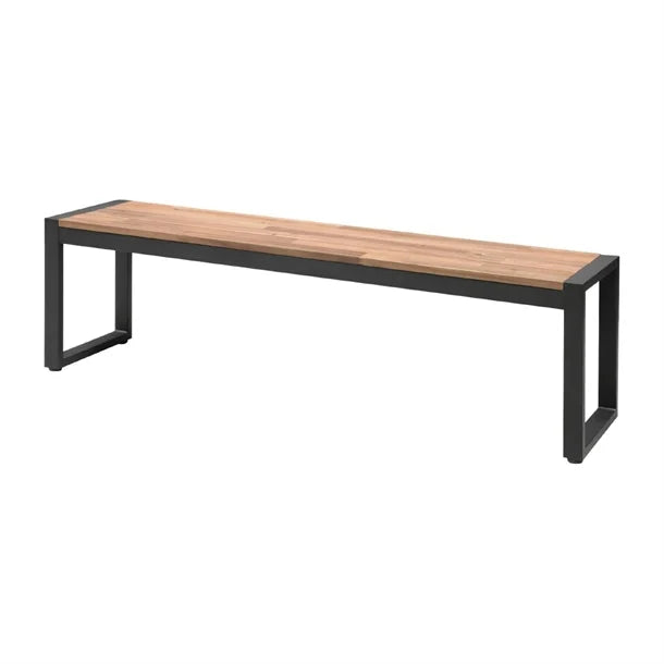 Bolero DS158 - Two Industrial Steel & Acacia Benches 1600x380mm