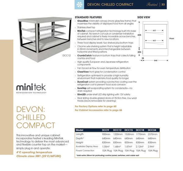 Festive Devon Chilled Compact 1770 2 Shelves + Base - Cold Food Display