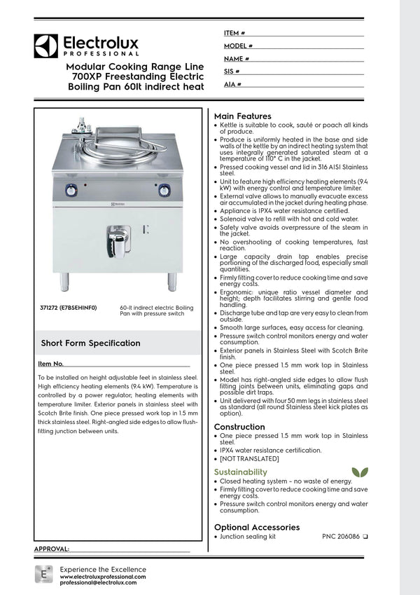 Electrolux Professional 700XP E7BSEHINF0 - 60 Litre Stock Pot