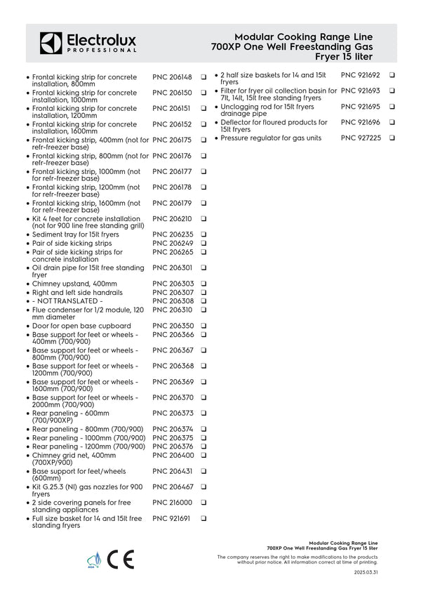 Electrolux Professional 700XP E7FRGD1GF0 - Single Pan Gas Fryer