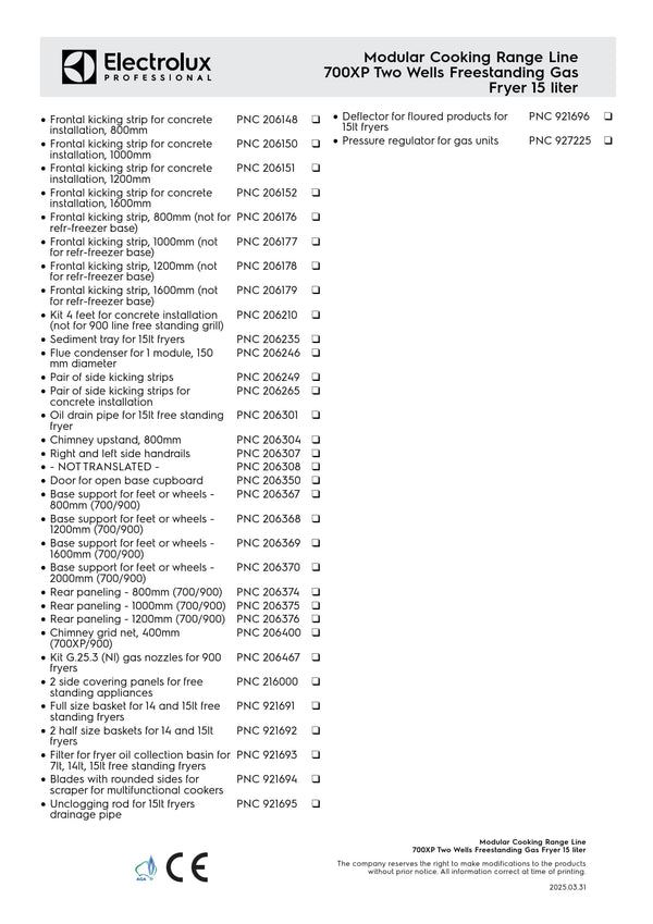 Electrolux Professional 700XP E7FRGH2GF0 - Double Pan Gas Fryer