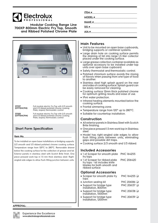 Electrolux Professional 700XP E7FTEHCPI0 - Electric Griddle Plate