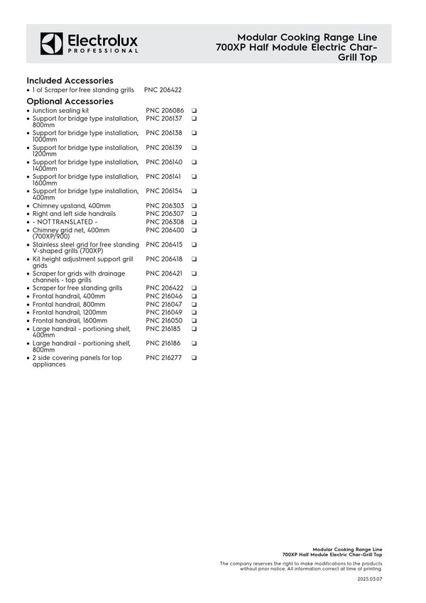 Electrolux Professional 700XP E7GREDGS0U - Half Module Electric BBQ Char Grill