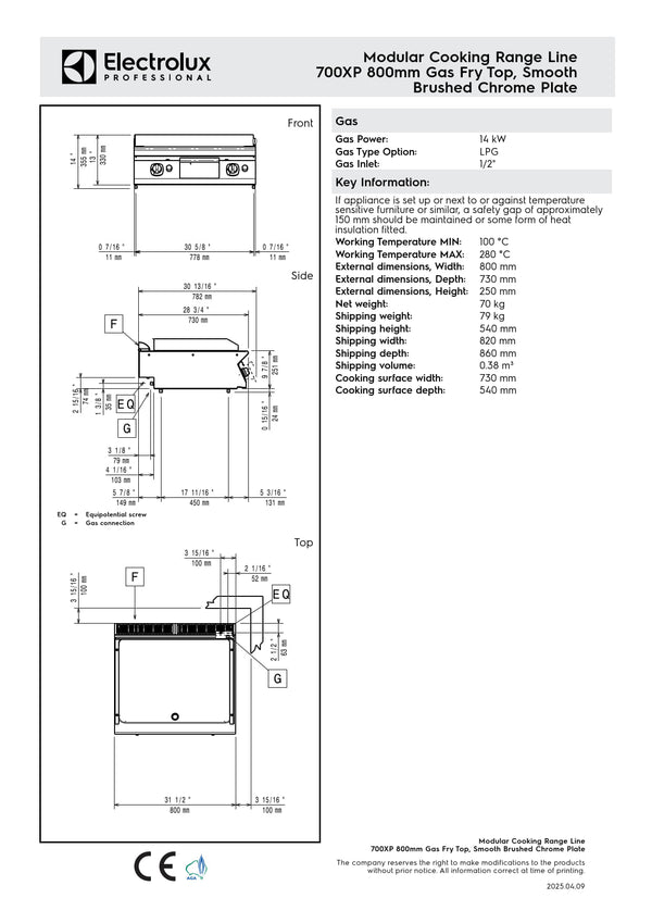 Electrolux Professional 700XP E7IIKAAOMEA - Gas Griddle Plate