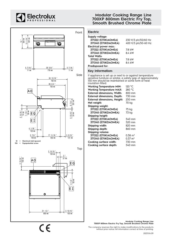 Electrolux Professional 700XP E7IIKDAOMEA - Electric Griddle Plate